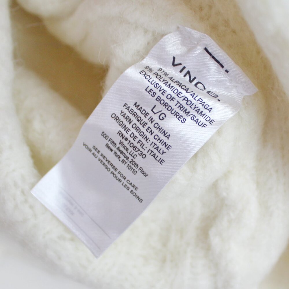 NWT Vince Alpaca Cardigan, Large, Dolman Sleeves, Open Front, OFF-White - Picture 9 of 10